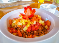 Diced Fruit Over Granola And Yogourt On The Site
 - Costa Rica