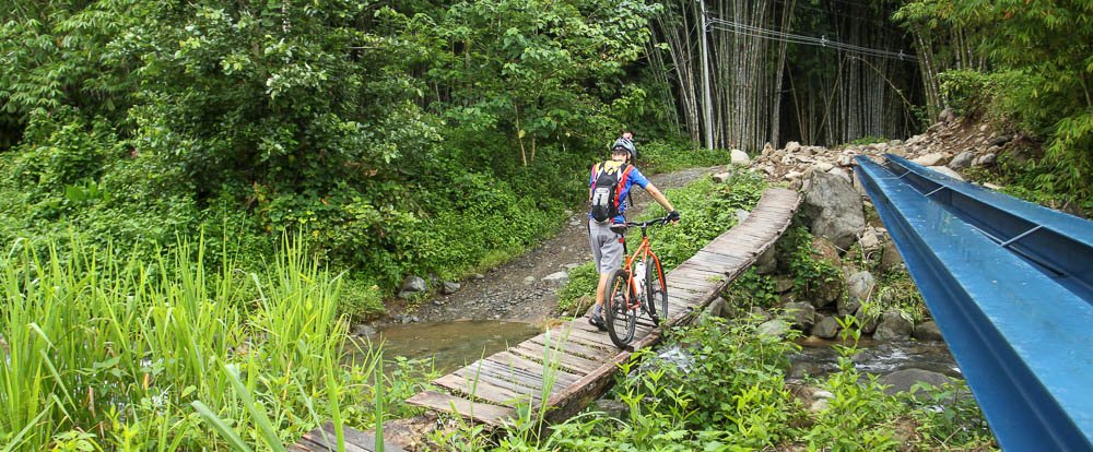 bamboo forest moutain bike tour bridge 
 - Costa Rica