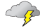 Humid with considerable clouds; widely separated thunderstorms in the afternoon