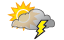 Humid with variable cloudiness; a couple of afternoon showers and a thunderstorm