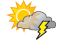 Clouds and sun with a couple of showers and a thunderstorm, mainly later; humid